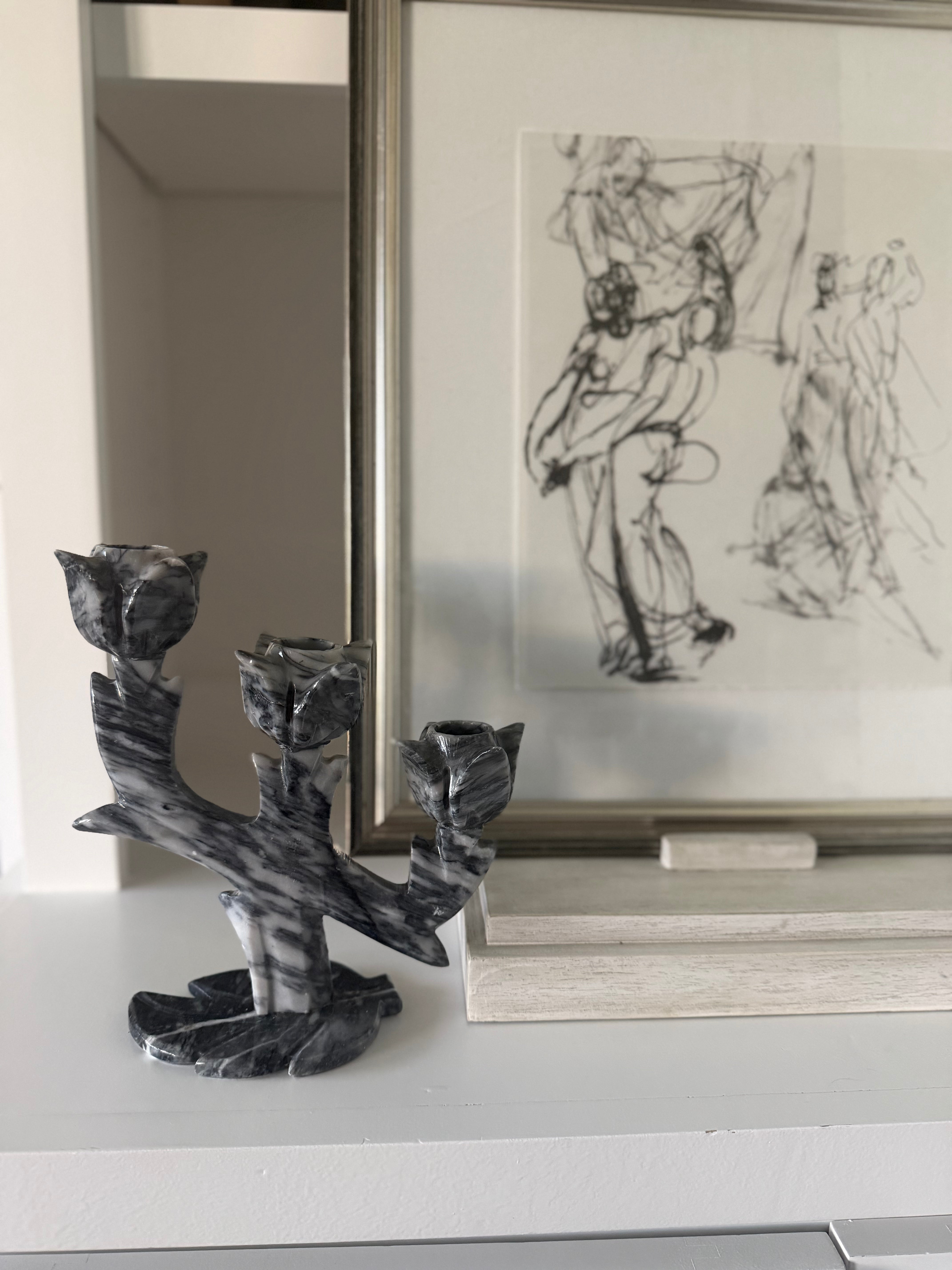 Vintage Marble Floral Candleholder