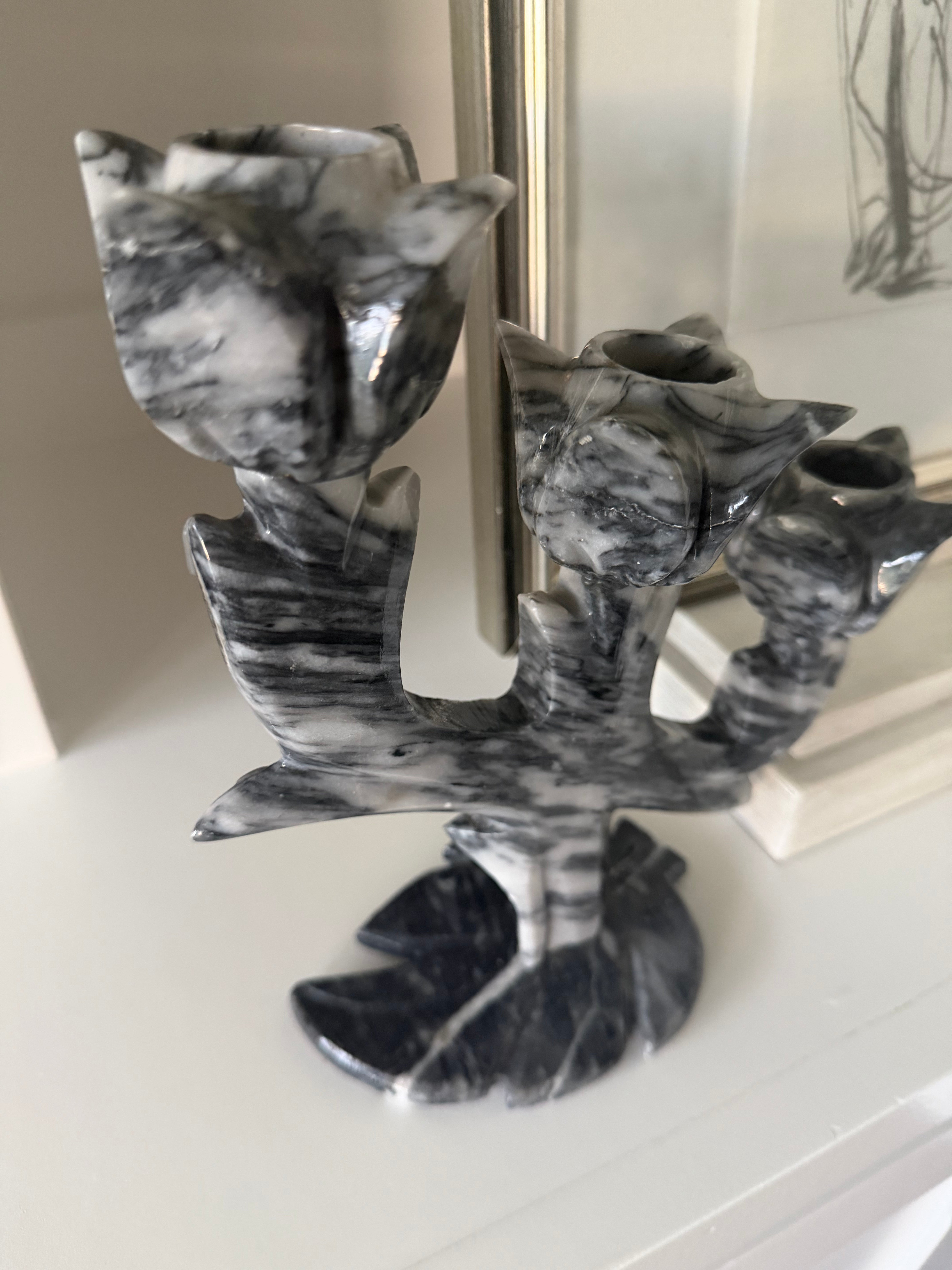Vintage Marble Floral Candleholder