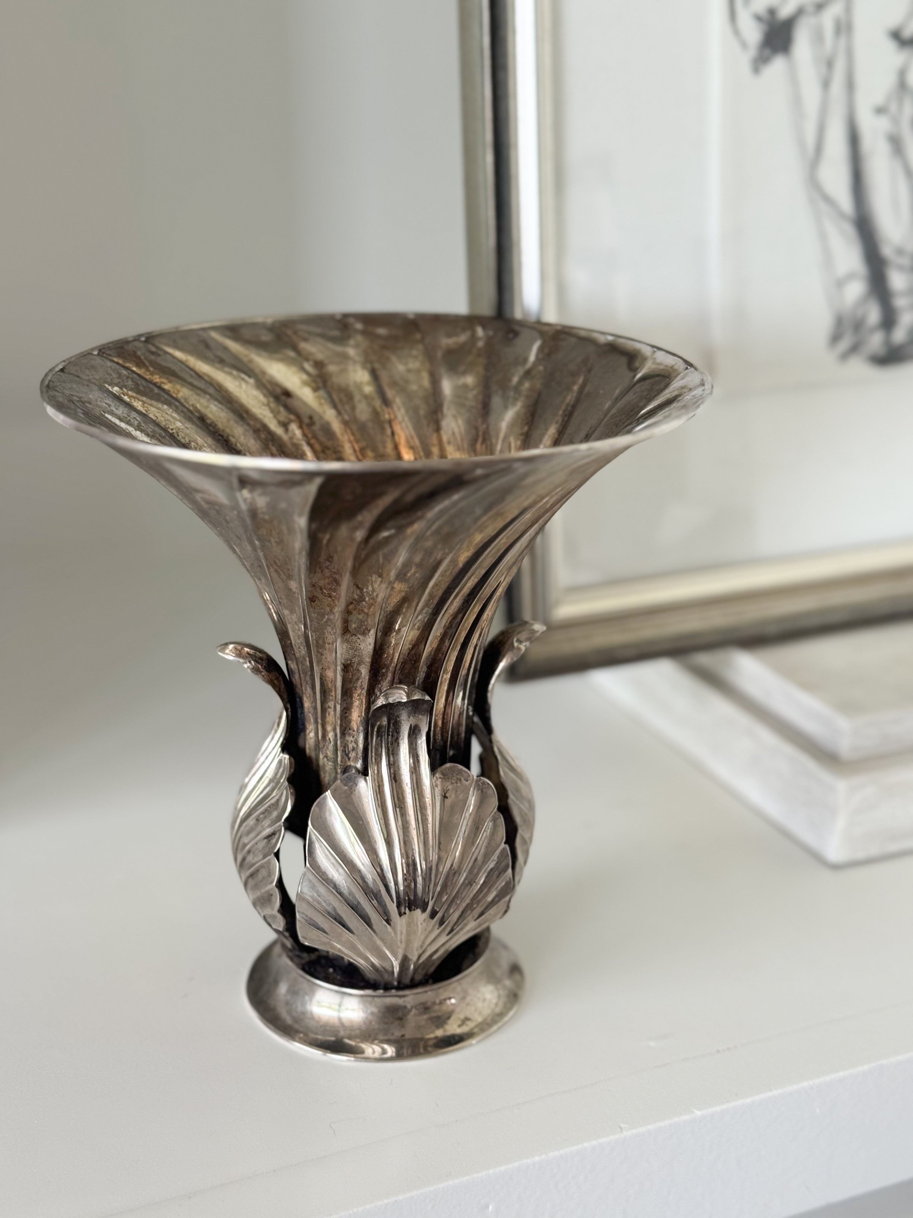 Vintage Art Deco Silver Plated Vase
