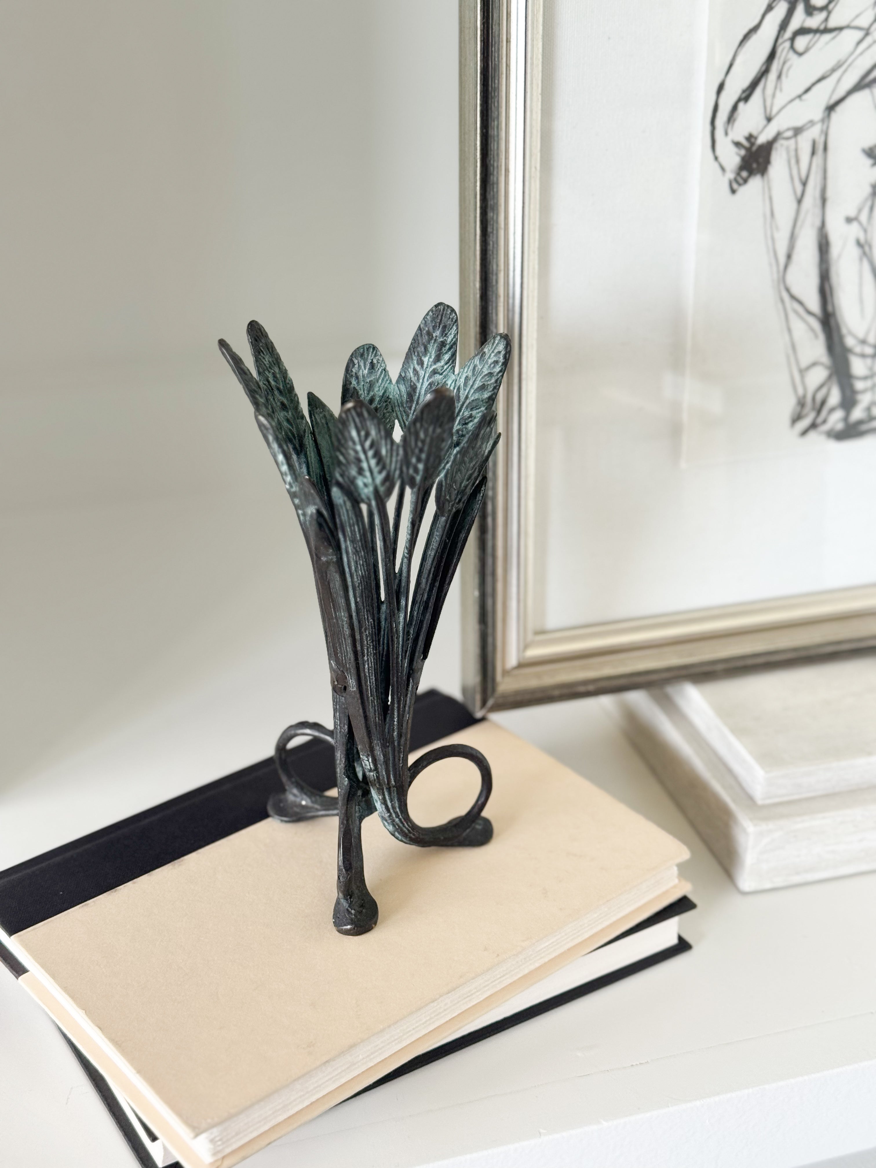 Vintage Mid-Century Bronze Feather