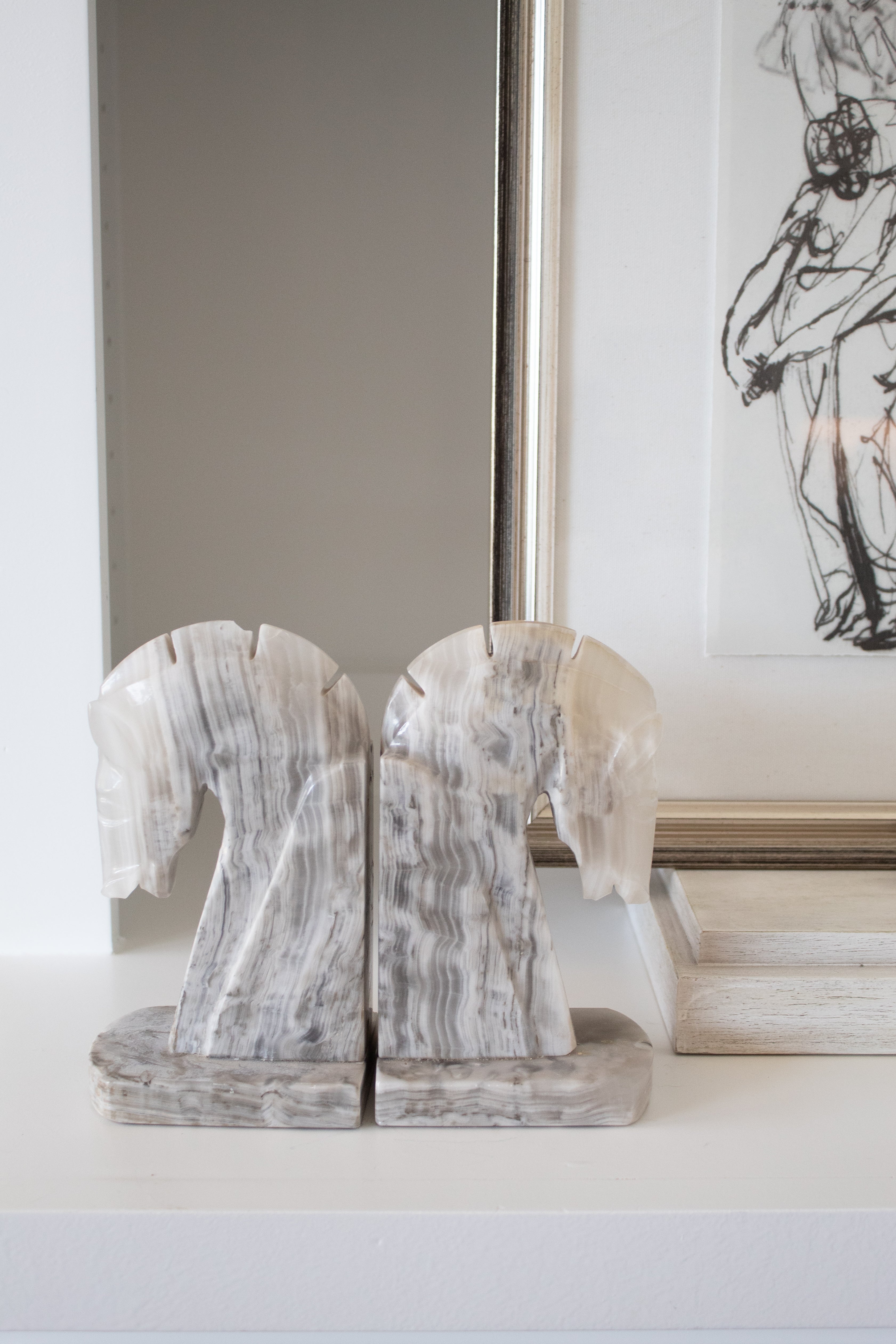 Vintage Onyx Horse BookEnds
