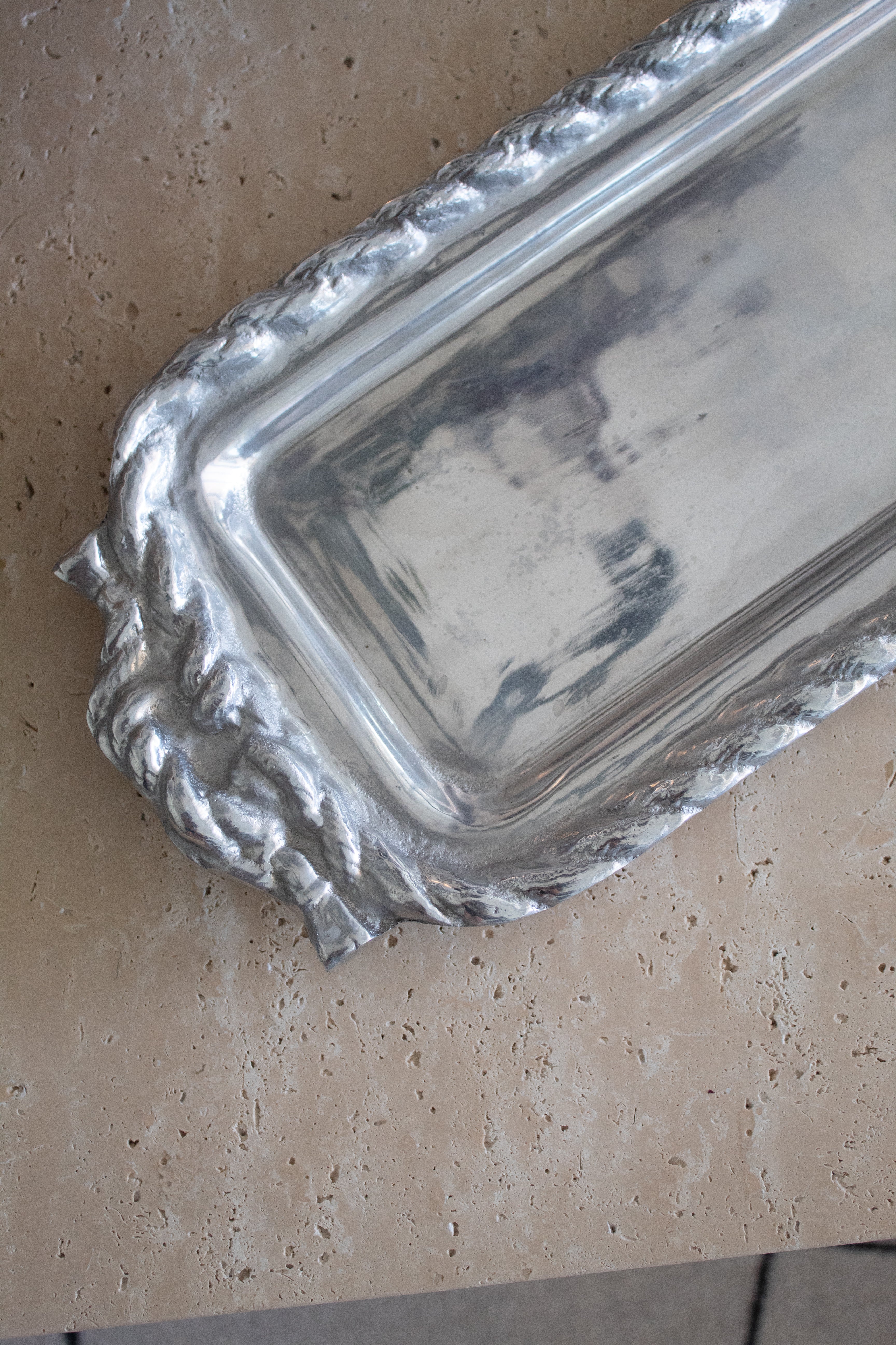Vintage Silver Carved Rope Tray