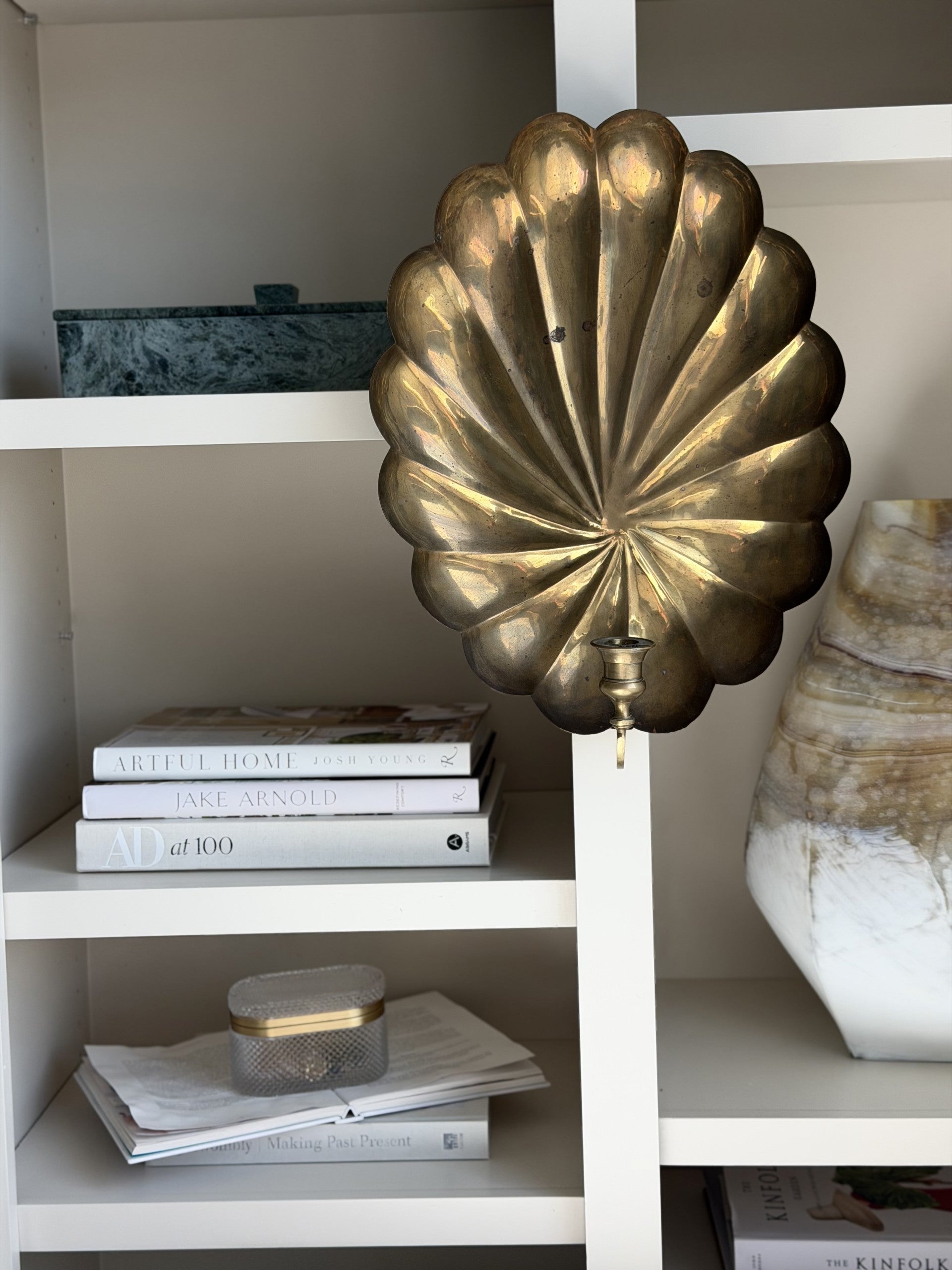 Vintage Mid-Century Scalloped Brass Sconce