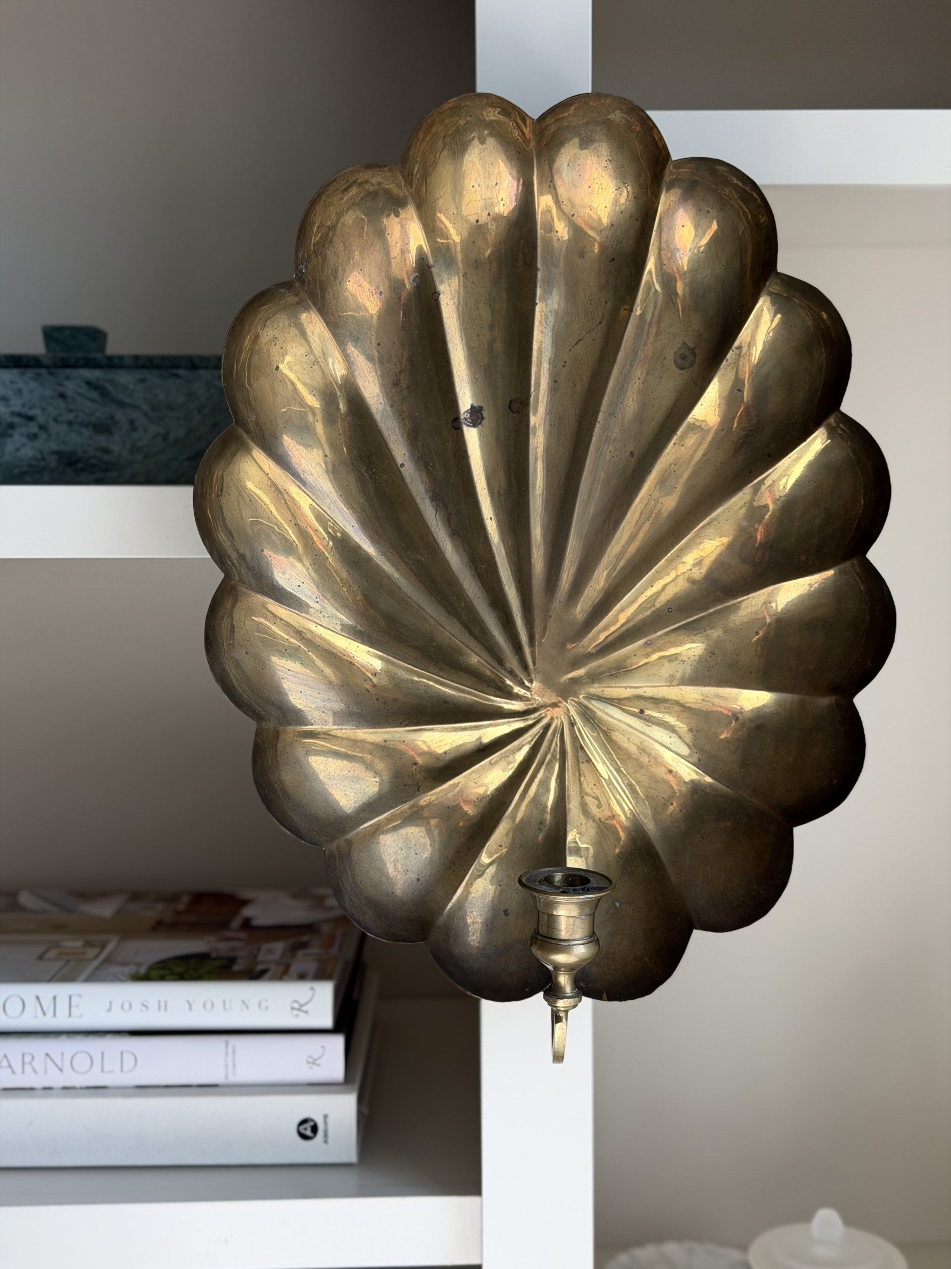 Vintage Mid-Century Scalloped Brass Sconce